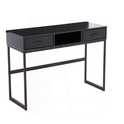 Contemporary Console Table in Black Metal and Black Wood