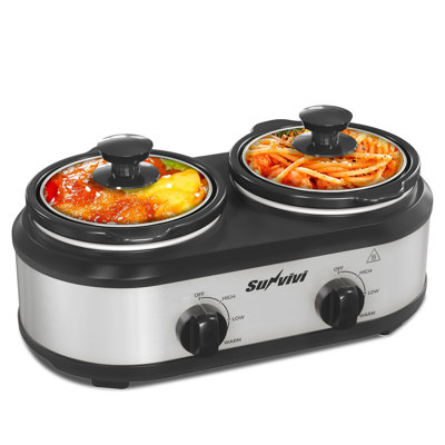 Sunvivi Dual Slow Cooker, 2x1.25Qt
