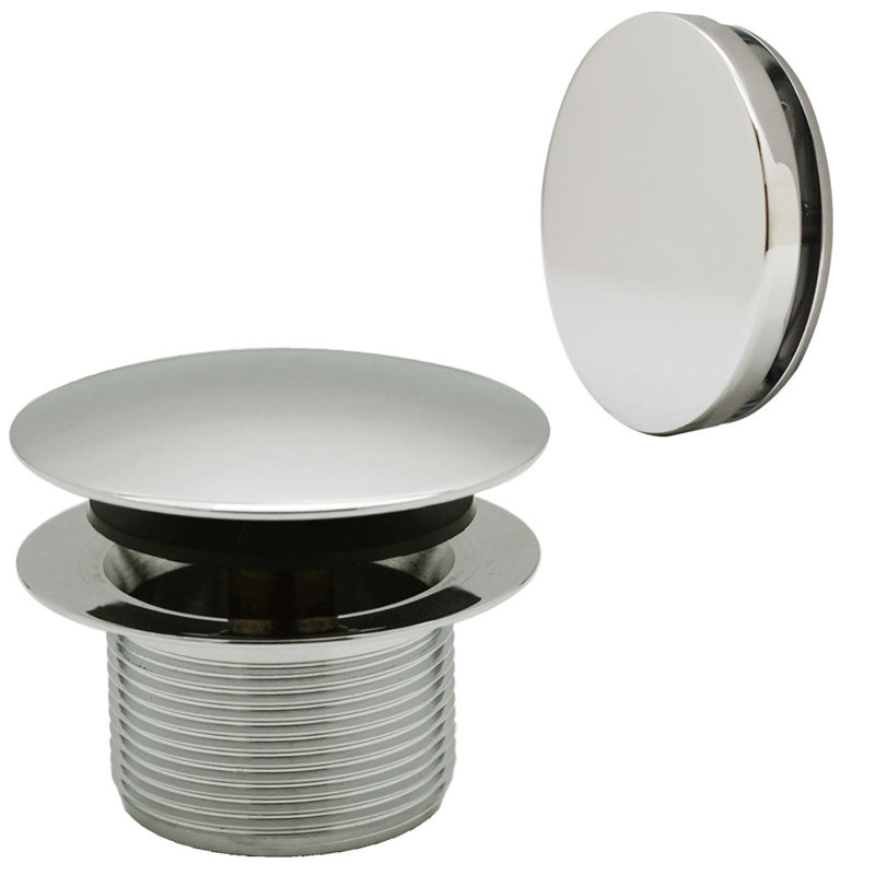 1.5" Coarse Thread Tip-Toe Bathtub Drain with Overflow Plate, Polished Nickel