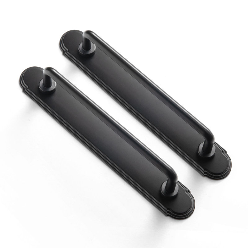 Delicate Bar Pull Handle With Backboard, Black, 5"