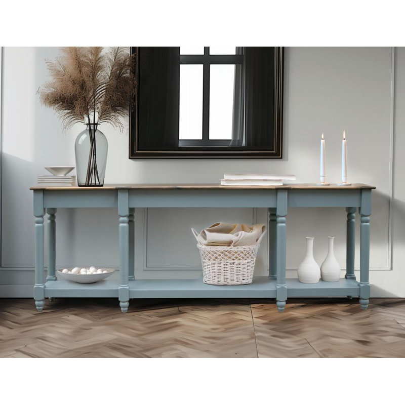 1 Shelf, Sofa table 94", Brown/Blue