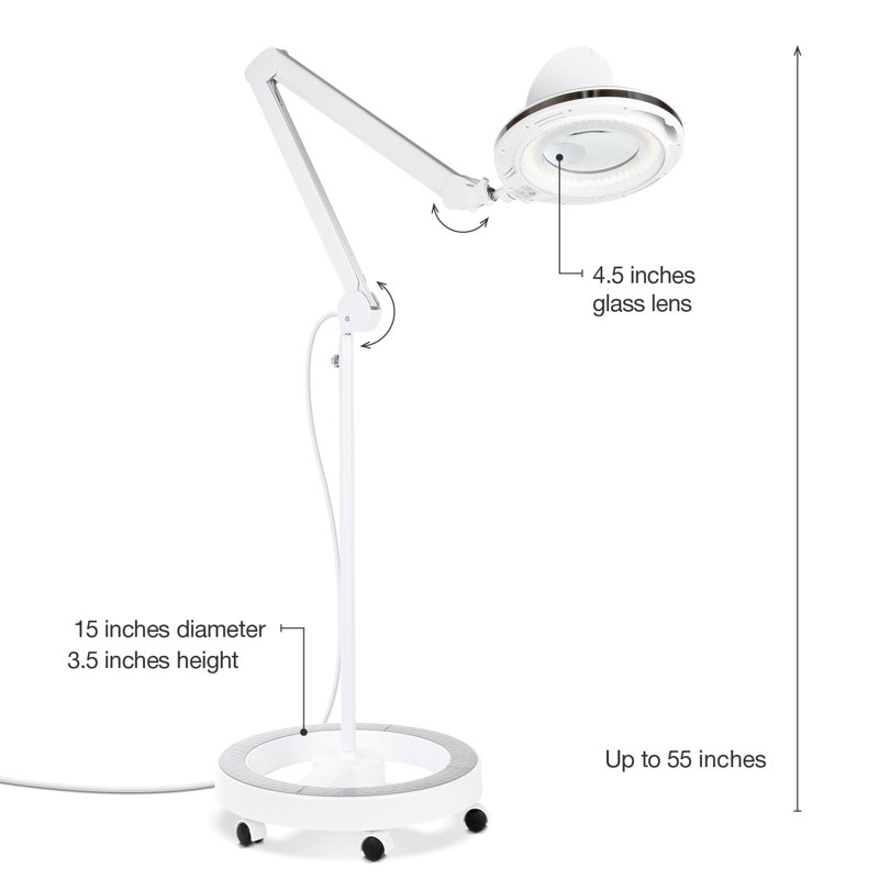 55'' White LED Swing Arm Floor Lamp