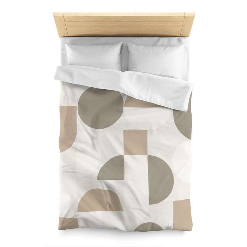 Microfiber Duvet Cover Boho Style, Design 74, White, Twin Duvet Cover