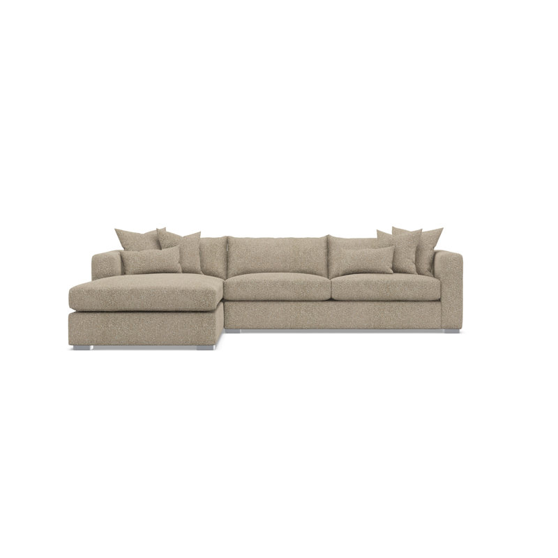 Chaise Sectional, Left Hand Facing, Tan Boucle