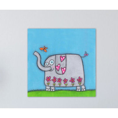 'Elephant With Bu' Print on Wrapped Canvas