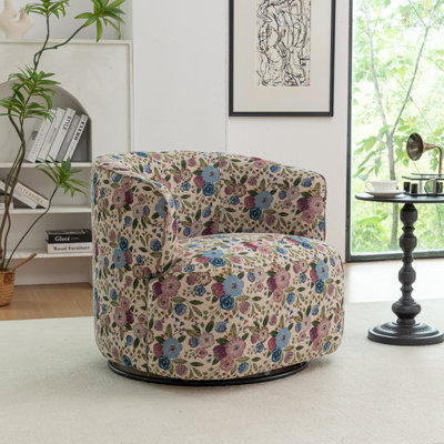 Fauteuil demi-tonneau pivotant rembourré Bryonie