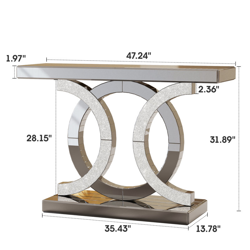 Console de luxe à miroir à double cercle pour le salon / vestibule