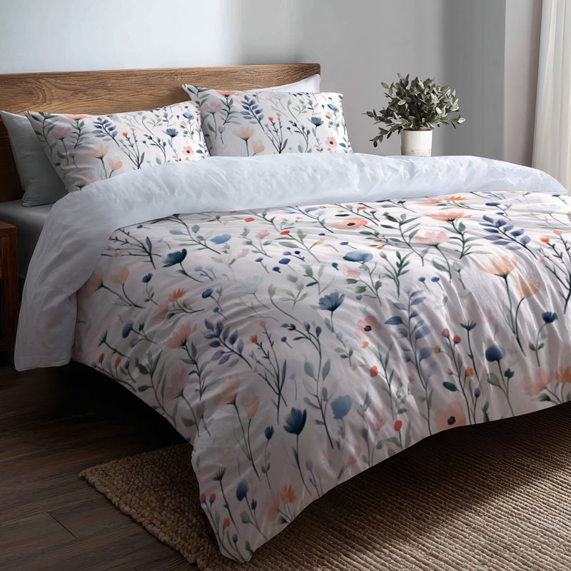 Ensemble de literie à motif floral 4 pièces - Ensemble d'édredon Boho, King Comforter + 3 Additional Pieces