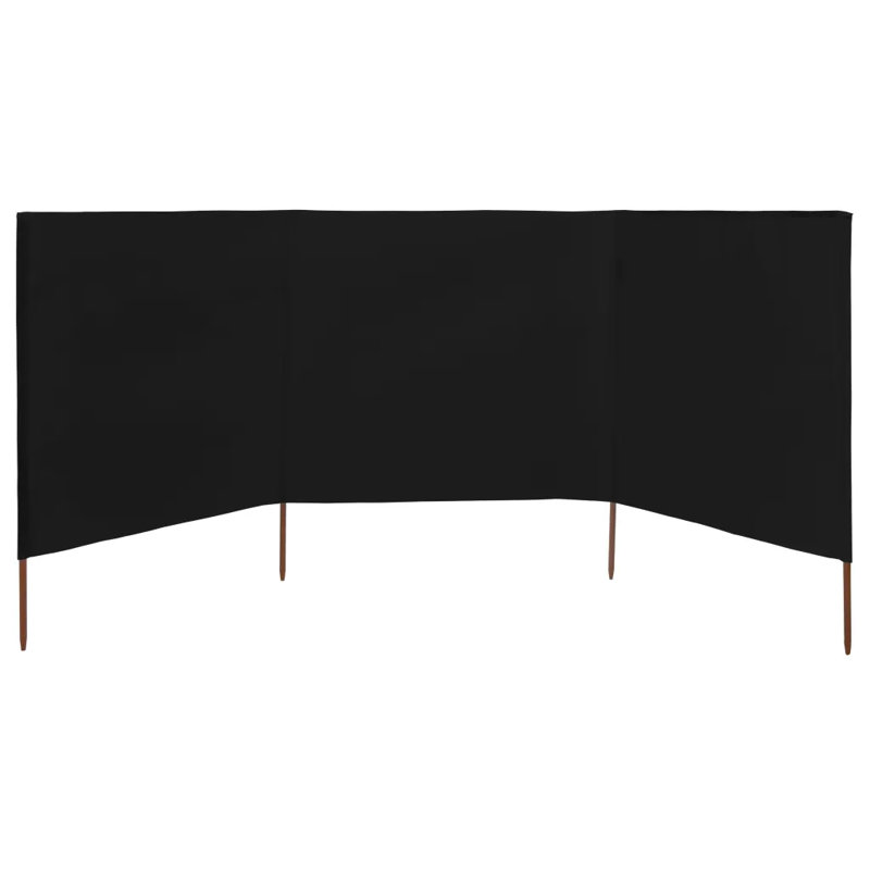 Kendry Solid Wood Folding Room Divider, Black, 3, 47.24cm H x 157.48cm W x 3cm D