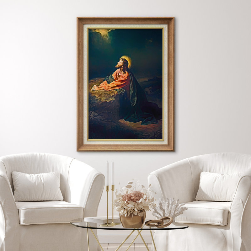 Christ in Gethsemane, H 36 po x l 26 po x P 1,5 po, Natural Premium Frame