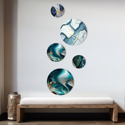 Abstract Geode Turquoise II - Abstract Marble Metal Wall Décor