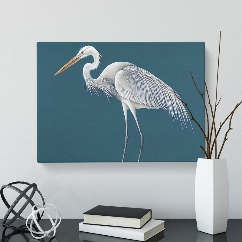 Boundless Heron Bird - Wrapped Canvas Painting, 35cm H x 50cm W x 3cm D
