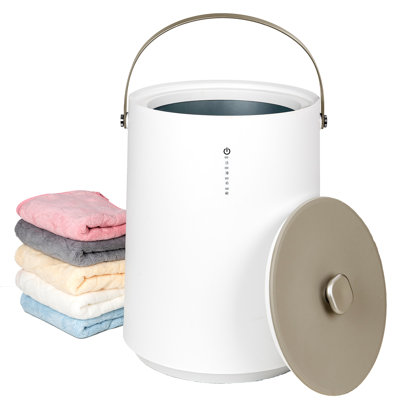 SereneLife Towel Warmer Bucket – Compact 23L Heated Bathroom Towel Warmer With Timer, Essential Oil Holder & Auto Shut-Off (Wood Color)