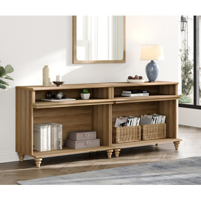 Ensemble de 2 grandes tables de bout, grandes tables d'appoint avec 2 rangements pour le salon, meuble télé de campagne avec tablette de rangement, 37 po
