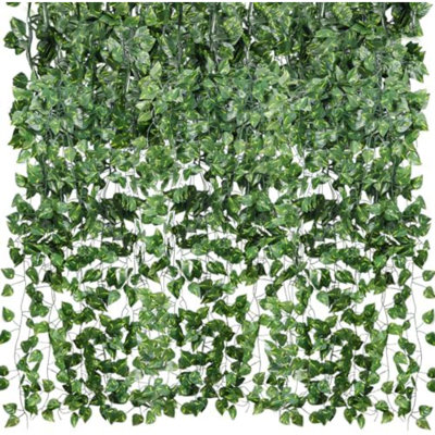 48 Pack 7 Feet Artificial Ivy Garlands, Fake Vines Greenery Hanging Plants Green Leaves Backdrop For Room Bedroom Wall Decor, Jungle Themed Party Wedding Decorations