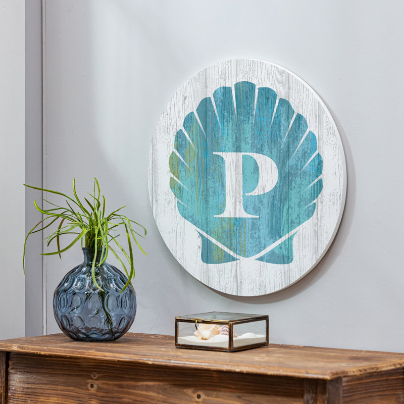 Monogramme de coquille décorative de porte côtière P 18 po