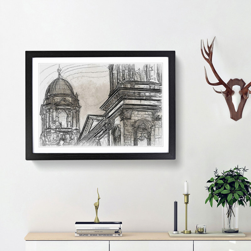 Dom Berlin Cathedral in Abstract - Picture Frame Graphic Art Print, Black Framed, 36cm H x 48cm W x 2cm D