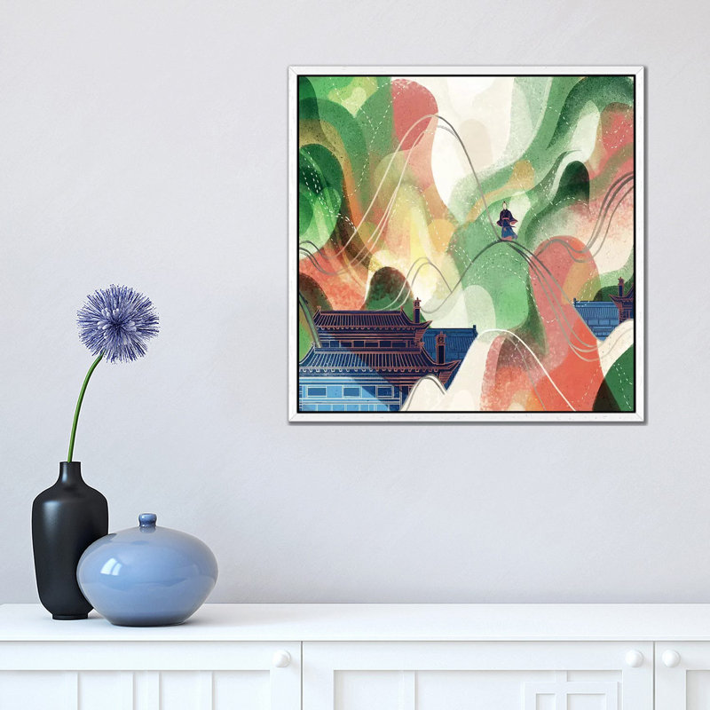 Flowing Mountain 1 Piece Painting on Canvas, 45.72 cm H x 45.72 cm W, White Framed