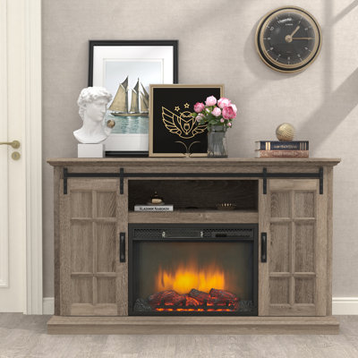 Zema Unfinished TV Stand for TVs up to 55" with Fireplace Included