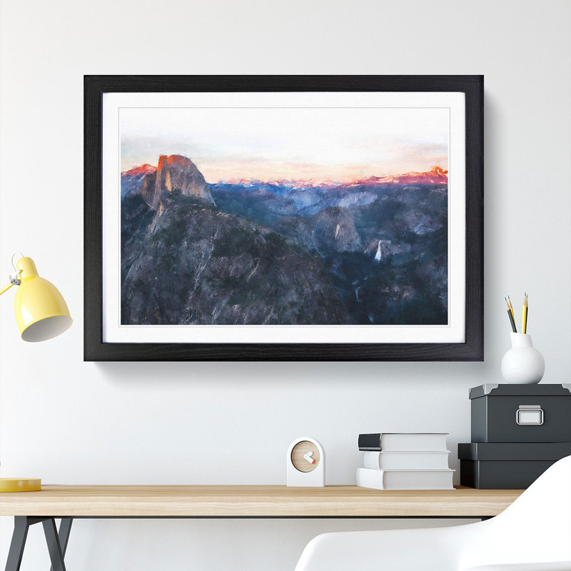 Half Dome Falls - Picture Frame Painting Print, 24cm H x 33cm W x 2cm D, Black Framed