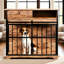 Safe Dog Cage With Solid Wood Top, 69.27 Lb, Good For Puppies And Secure Kennel Rounded Bars, 34.67 Inches Long, Indoor Use