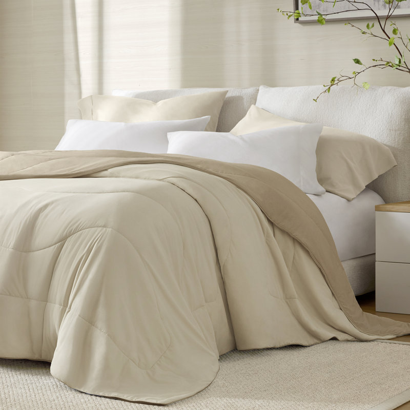All Season Linen Solid Reversible Full/Queen Comforter, Full/Queen Comforter, Linen