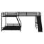 Lit superposé simple au-dessus de L en forme de L avec lit mezzanine simple et bureau intégré, lits triples en métal avec échelle et glissade