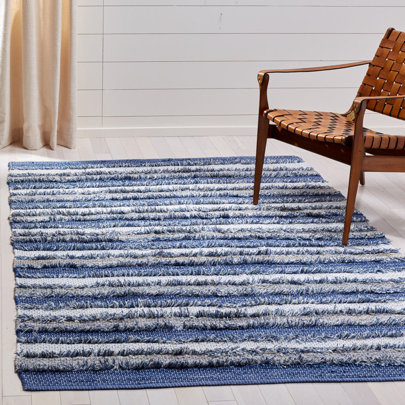 Monaca Hand Woven Cotton Striped Rug, Rectangle 8' x 10'