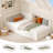 Twin Velvet Upholstered Daybed with Headboard and Guardrails, Corner Bed Frame with Wooden Slats, Adjustable Configuration-1412692946