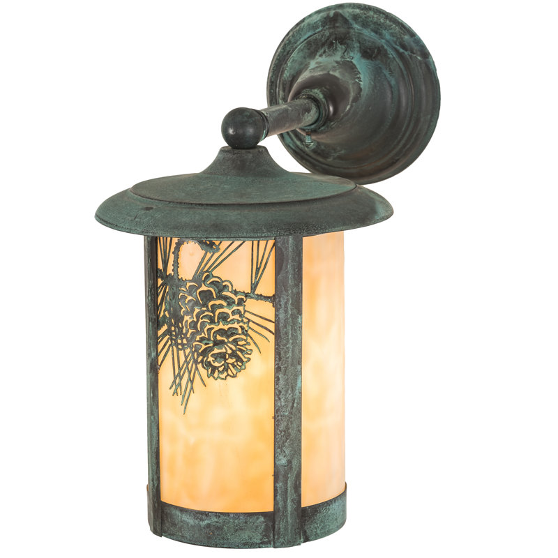 Lanterne murale d’extérieur en pin winter Wyona, Brun artisanal, Beige Iridized