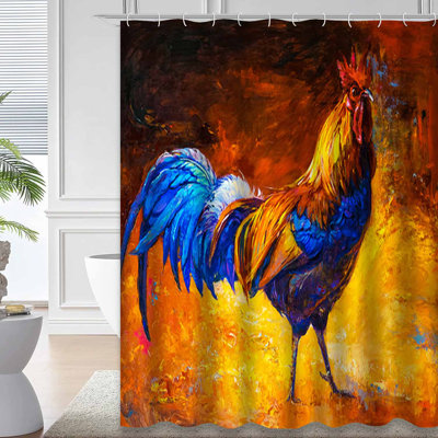 Oil Painting Canvas Colorful Rooster Modern Animal Art with 12 Hooks