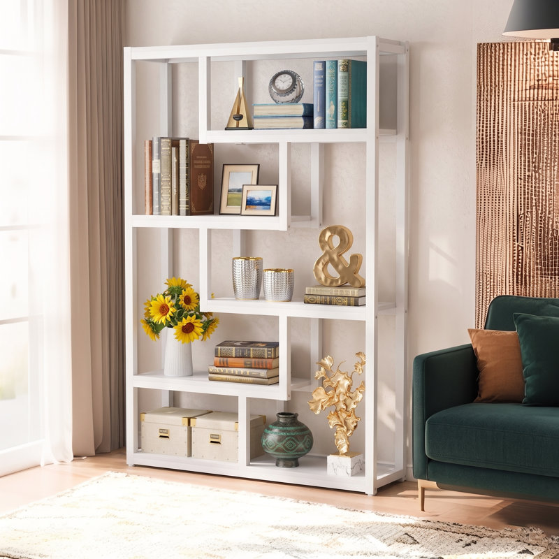 Elex Geometric Bookcase, White