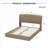 Linen Upholstered Low Profile Platform Queen Bed Frame, Padded Wingback Headboard, Warm Brown, No Box Spring Needed