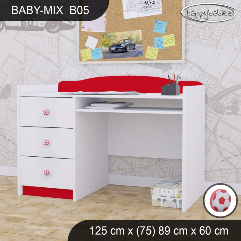 125cm Computer Desk, Red