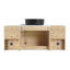 Meuble-lavabo mural avec lavabo en céramique, 1 porte à fermeture douce et 2 petites tablettes de rangement