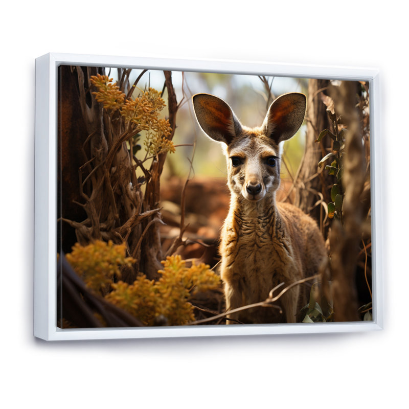 " Kangaroo Portrait ", White Floater Framed, 24" H x 32" W