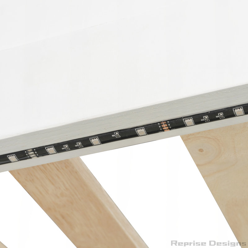 Lit mezzanine double avec bureau pivotant, canapé et lumières DEL, Blanc