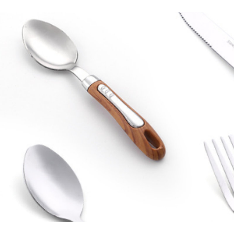 Wood-grain stainless steel Western-style tableware, exquisite knife, fork, and spoon set, suitable for both hotel and home use, perfect for steak and fruit.