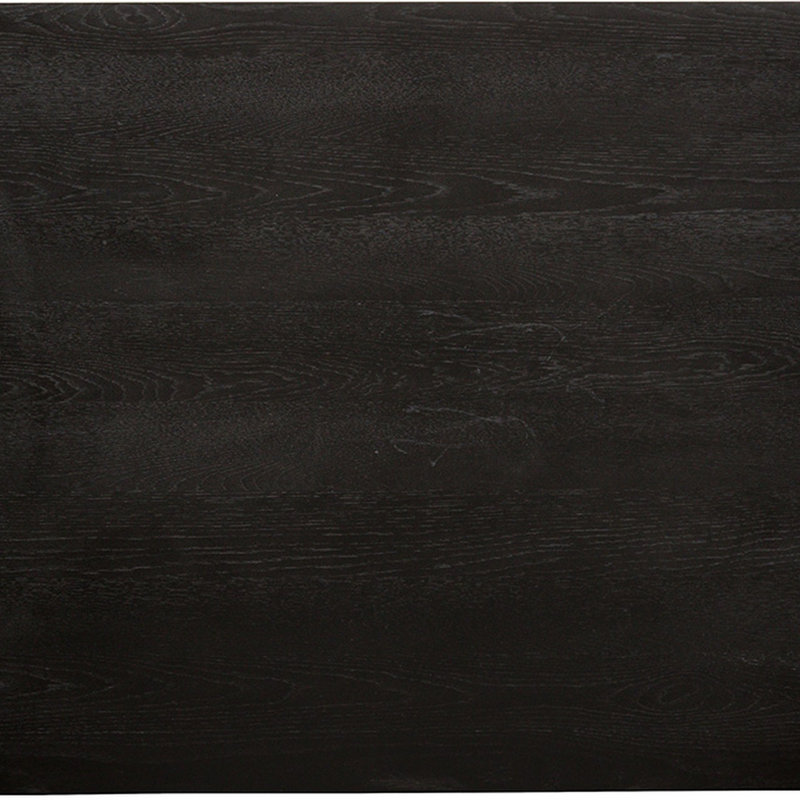 Table de salle à manger Luke, plateau rectangulaire de 79 pouces, base en tréteaux, bois noir