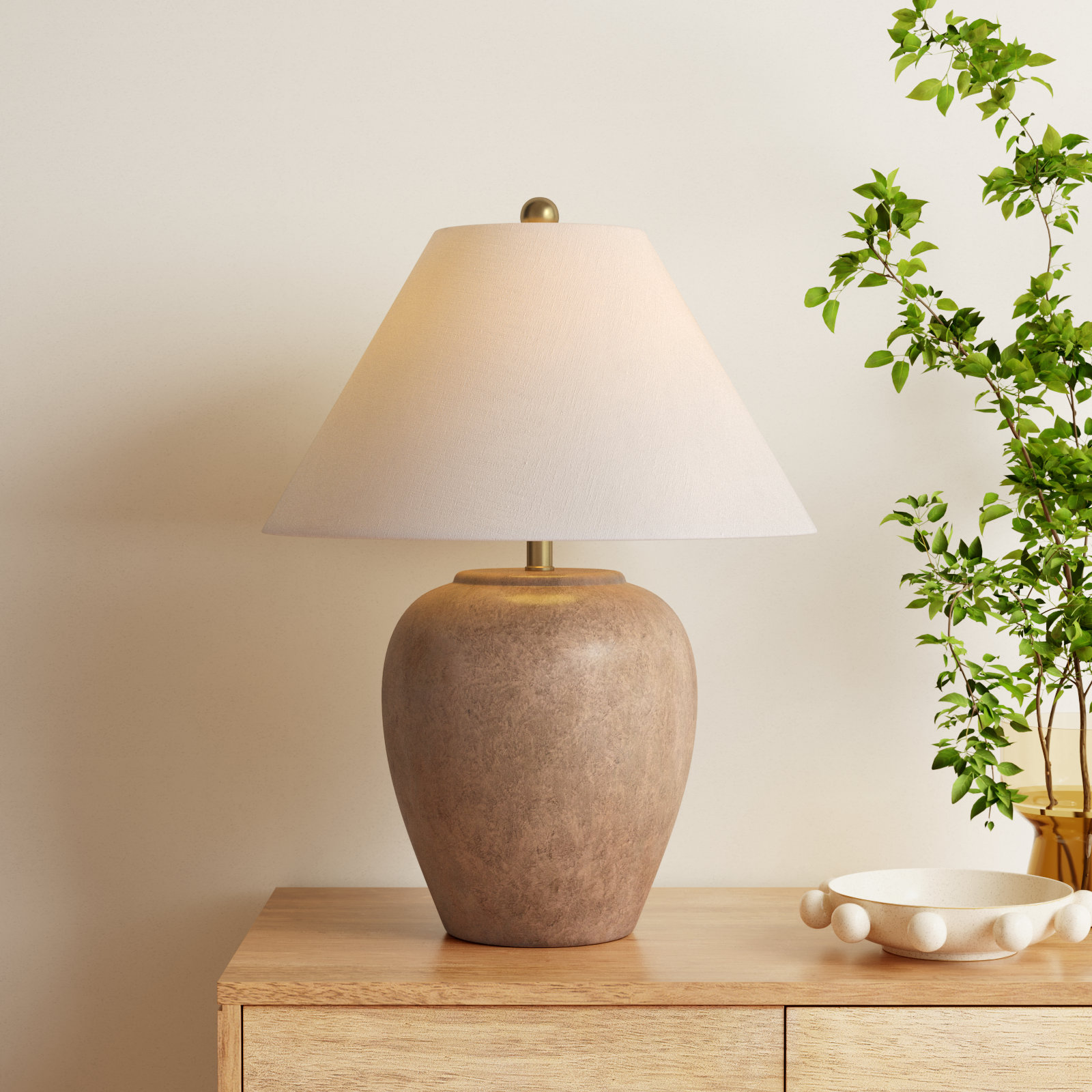Eustacia Ceramic Table Lamp, Distressed Brown
