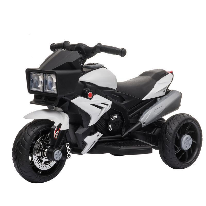6V White Electric Ride-On Motorcycle with High-Traction Wheels