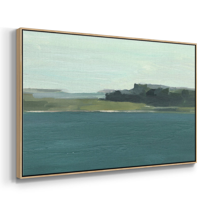 " Calming Lake View II ", Natural Wood Framed, 17" H x 25" W x 2" D