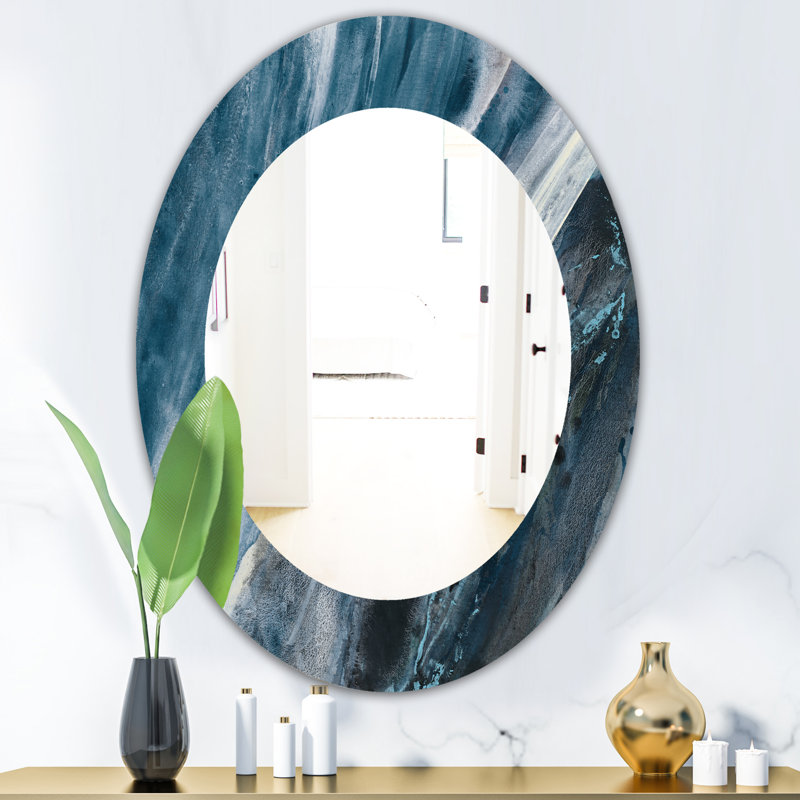 Miroir mural Splash Blue Indigo, imprimé moderne - Splash Blue Indigo, H 31,5 po x l 23,7 po