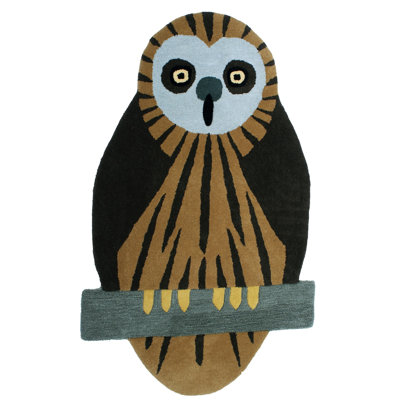 Hibou hot-fudge sur un tapis Asana Yogic de Mirzapur 