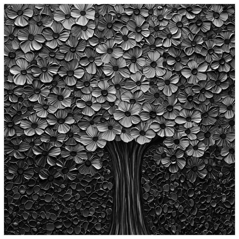 Tapis de bain arbre floral monochrome, L 24 po x L 17 po