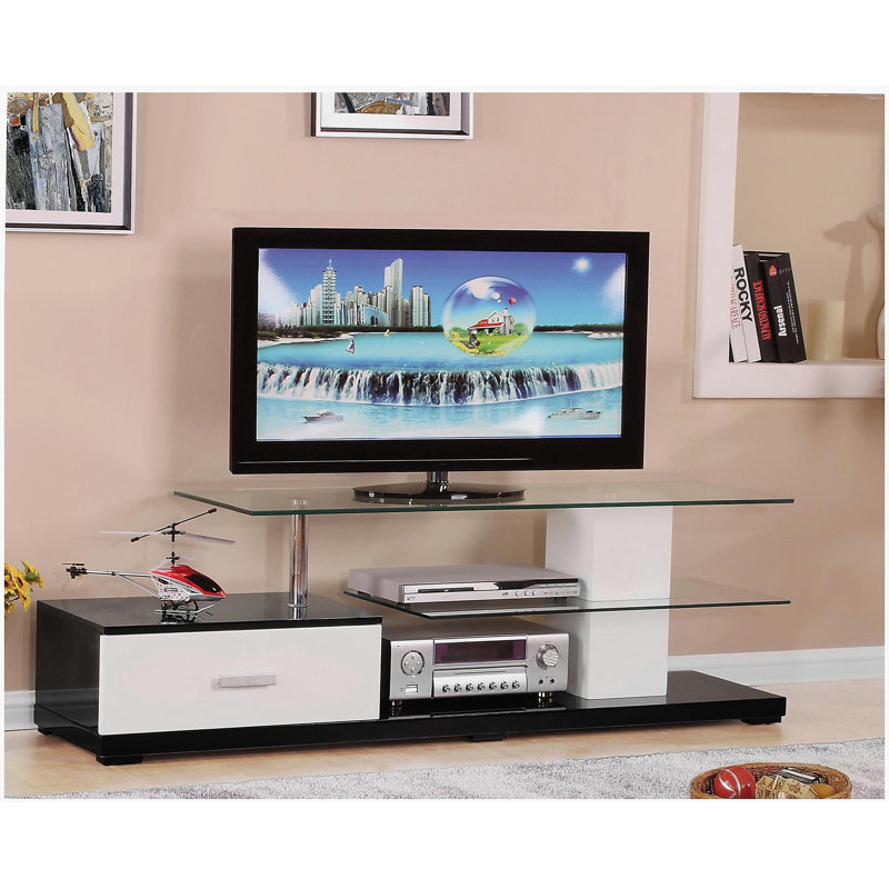 Ivana White & Black Finish TV Stand