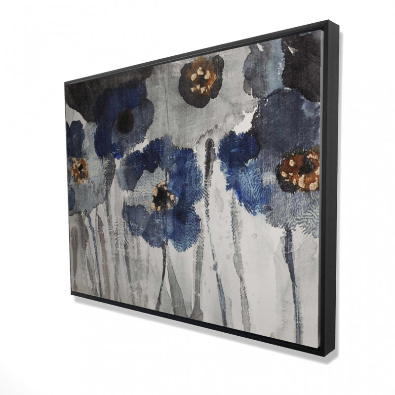 Blue Blurry Flowers Print On Canvas