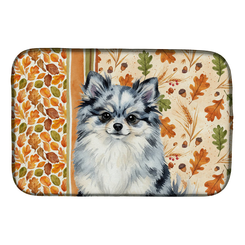 Merle Pomeranian Heirloom Fall Dish Drying Mat