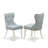 3 Piece Dining Set Contains a Round Dining Room Table with Dropleaf & Shelves and 2 Baby Blue Linen Fabric Upholstered Chairs, Linen White