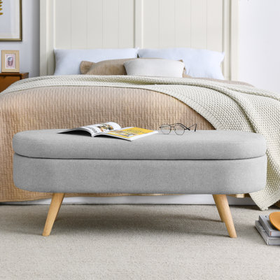 Linen Upholstered Storage Bench